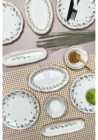 Resim Tabak Evi Stoneware Flower Green Kahvaltı Takımı 6 Kişilik 14 Prç Beyaz - Yeşil 