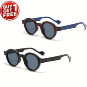 Resim 2 Paket Moda Yuvarlak Çerçeve Gözlükler, Unisex Anti-Refleks Lensler, Plastik Gözlükler, Trendy Japon Tarzı Dekoratif Gözlükler 