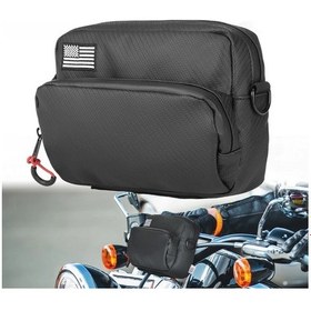 Resim Ronglight Karbon Fiber Motosiklet Gidon Çantası - Siyah Oxford, Turuncu İçi, Gözlük Katmanı Karbon Fiber 
