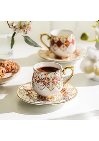 Resim Nehir Rüya 6 Kişilik 12 Parça Porselen Kahve Fincan Takımı 