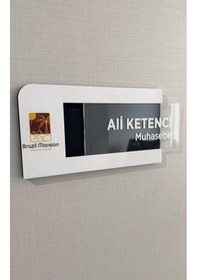 Resim Kurumsal Logolu Sürgülü Kapı İsimliği Pleksi Değiştirilebilir Kolay Kullanım Kendinden Yapışkanlı 