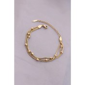 Resim 316L Kararmaz Çelik Gold Renk Top Zincirli Kadın Bileklik 