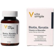 Resim Vita simple biotin,keratin,vitamin ve mineraller i̇çeren takviye edici gıda 30 tablet 