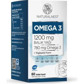 Resim Naturalnest 60 Kapsül Omega 3 Balık Yağı 1200 mg Türkiye Menşeli Takviye Edici Gıda 