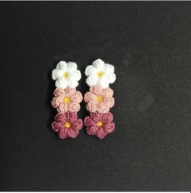 Resim Üç Çiçek Şık Tasarım Amigurumi 2 Li Toka Seti Mor Tek Ebat Çok Renkli 