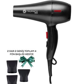 Resim Trumach 2400 W Turbo Professional Fön Makinesi & Saç Kurutma 85 Db Düşük Ses Uzun Ömürlü Siyah 3m Uzun Kablo 