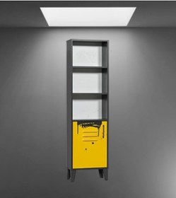 Resim Kitaplık Urlu Mix Sarı İnovasyon Model Dolap İki Raf Gri Sarı Kombin Retro Yüksek Ayak El Yapım 