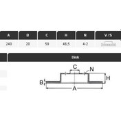 Resim YAVUZSAN 33027 Fren Diski Ön Palio 96- Siena 96- 240×20×59 4 Bijon 