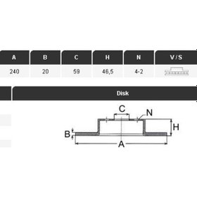 Resim YAVUZSAN 33027 Fren Diski Ön Palio 96- Siena 96- 240×20×59 4 Bijon 