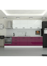 Resim 300 Cm Mutfak Dolabı Mdf Kapak Tezgah Dahil Yrkn300 102 Mürdüm 