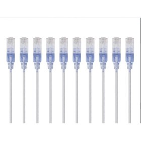 Resim Monoprice Slimrun CAT6A Ethernet Kablosu - Snagless RJ45, Utp, Saf Çıplak Bakır Tel, 10 G, 30AWG, 3ft, Beyaz 