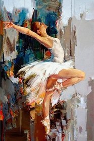 Resim Lona Sanat Yağlı Boya Görünümlü Balerin Kız Kanvas;Renkli 40 X 60 