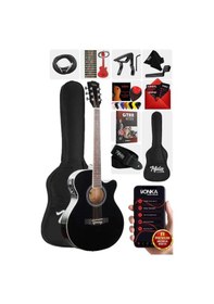 Resim Midex XC-300XBK-EQ Profesyonel Siyah Elektro Akustik Gitar 4/4 Yetişkin Üst Segment (Gigbag Çanta Tuner Capo Askı Jak Kablo Pena) 