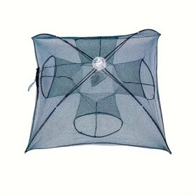 Resim Altıgen Katlanabilir Balık Ağları 4/6/8/10 Delikli, Taşınabilir Polyester (PET) Ağ Küçük Balık, Kerevit ve Yengeç Yakalamak İçin, Av ve Balıkçılık Ekipmanları, Siyah Yeşil 