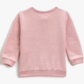 Resim Kız Bebek Kedi Baskılı Sweatshirt Bisiklet Yaka 