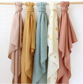 Resim Tinybabyconcept Soft Organik % 100 Pamuk Tek Kat Müslin Kundak Örtüsü Bebek Batteniyesi Mint Renk 110x110 Cm 