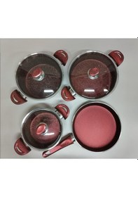 Resim Granit Tencere 4'lü Set Bordo Renk 4 Mm Kalınlık Bordo 