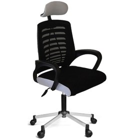 Resim Türksit Karizma File Müdür Koltuk Metalik Gri Boyalı Ayak Siyah-Beyaz 