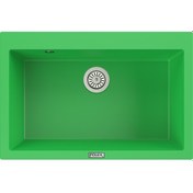 Resim Polex Cristalüx Granit Evye P-X76 Yeşil Tezgah Altı Ve Tezgah Üstü Mutfak Evyesi 75x50 CM 