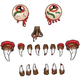Resim Kahverengi Pvc Halloween Korku Göz Dişli Dekoratif Sticker - Araba Bagajı Garaj Duvar Penceresi Süs - Dayanıklı Su Geçirmez Güneş Direnci 