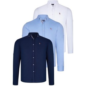 Resim Üçlü Set G674 Dewberry Erkek Gömlek-lacivert-beyaz-bebe Mavi Lacivert-beyaz-bebe Mavi 
