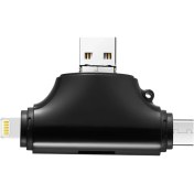 Resim Microcase Type-C Lightning Micro USB Telefonlar Için Sd Kart Okuyucu Flash Disk Adaptör AL2743 Siyah 