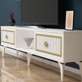 Resim 150 CM NİL TV SEHPASI (ALT MODÜL) BEYAZ-ALTIN 