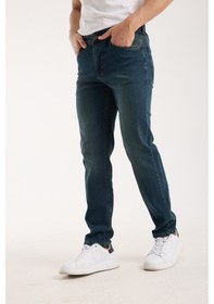 Resim Erkek Pantolon Regular Fit Yeşil Tint Fermuarlı Rahat Giyim Jeans Yeşil Tint 