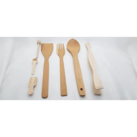 Resim Be Beauty 7 Parçadan Oluşan Ahşap Çatal Kaşık Maşa Spatula Baharat ve Bal Kaşığı Mutfak Seti, Çeyizlik Set 