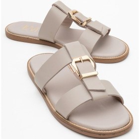 Resim Luvi Shoes Sveta Taş Cilt Tokalı Hakiki Deri Kadın Terlik Taş 