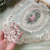Resim 1 adet Vintage Fransız Tarzı Zarif Dantel Döşeme - El Yapımı Floral Tasarımlı Masa Örtüsü, Ev Dekoru ve Özel Günler için Mükemmel, Ev Dekoru Mat|Zarif Dantel İşleri|Kabartmalı Nakış, Dantel Masa Örtüsü 