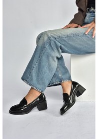 Resim Fox Shoes T820145360 Siyah Rustik Kalın Topuklu Kadın Ayakkabı Siyah 