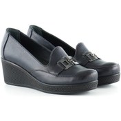 Resim Erkan Saçmacı Dafne Lacivert Hakiki Deri Dolgu Topuklu Günlük Ayakkabı Lacivert 