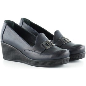 Resim Erkan Saçmacı Dafne Lacivert Hakiki Deri Dolgu Topuklu Günlük Ayakkabı Lacivert 