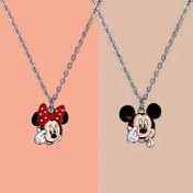 Resim 1pc Mickey Minnie Kalp Şeklinde Kolye, Vintage Sevimli Hayvan Temalı, Gümüş Kaplama Alaşım, Kadınlar, Hanımlar, Günlük Giyim, Sevgililer Günü Hediyesi 