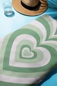 Resim Dijital Baskı Plaj Deniz Havlusu Kalpli Desen Peştamal HVL0194 