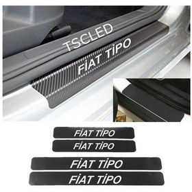 Resim Fiat Tipo Karbon Kapı Eşiği Koruma Sticker Yapıştırma (4 Adet) 