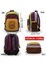 Resim Old Cotton 5017 Turuncu Bordo Sırt Okul 15.6 İnch Laptop Çantası Turuncu - Kırmızı 