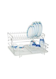 Resim Ece Metal De Lüx 2 İki Katlı Krom Bulaşıklık Tabaklık Krom Kaplama Metal Sepet Plastik Tepsi Krom 