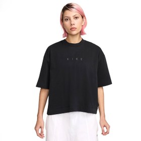 Resim Nike Sportswear Luxe Boxy Kadın Siyah Günlük Stil T-Shirt HV4955-010 