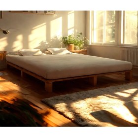 Resim Pinoxi Ahşap Platform Karyola Ceviz Renk 140 x 200 cm 