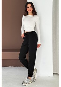Resim Kadın Yüksek Bel Jogger Eşofman Altı Soft Motion SiYAH 