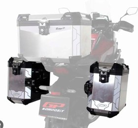 Resim GP Kompozit Universal 40 lt x 2 Alüminyum Motosiklet Yan Çanta Seti Gri 