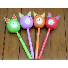 Resim Marsilyan Ahşap Kedi Marakas Tekli Polos:29 