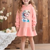 Resim Disney Frozen Elsa Kapüşonlu Sweatshirt Elbise - Mavi Su Temalı Baskılı Uzun Kollu Diz Boyu Bol Kesim, Kızlar İçin Rahat Sonbahar/Kış Günlük Giyim, Dış Mekan Oyunları ve Rahat Giyim İçin Mükemmel, Disney Giysileri, Eğlenceli Çocuk Modası, Konforlu Çocuk Giyimleri, Dayanıklı Çocuk Giysileri, Çocuk Modası, Yumuşak Kumaş, Çocuk Moda Severler, Kızlar İçin Prenses Elbisesi/Pembe 