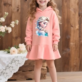 Resim Disney Frozen Elsa Kapüşonlu Sweatshirt Elbise - Mavi Su Temalı Baskılı Uzun Kollu Diz Boyu Bol Kesim, Kızlar İçin Rahat Sonbahar/Kış Günlük Giyim, Dış Mekan Oyunları ve Rahat Giyim İçin Mükemmel, Disney Giysileri, Eğlenceli Çocuk Modası, Konforlu Çocuk Giyimleri, Dayanıklı Çocuk Giysileri, Çocuk Modası, Yumuşak Kumaş, Çocuk Moda Severler, Kızlar İçin Prenses Elbisesi/Pembe 