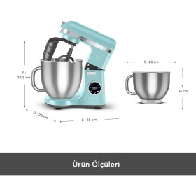 Resim Karaca Mastermaid Chef Ultra D2000W Dijital Ekranlı Hamur Yoğurma Makinesi Tiffany 7 L 