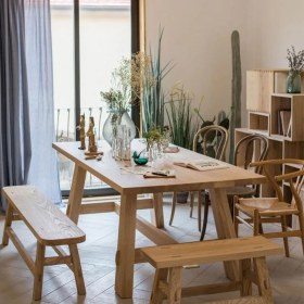 Resim Timber's Team MİLDA-Ahşap Doğal Kütük Yemek / Toplantı / Çalışma Masası 