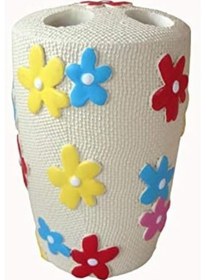 Resim Diş Fırçalık Renkli Papatyalı Poliresin Model Siyah 