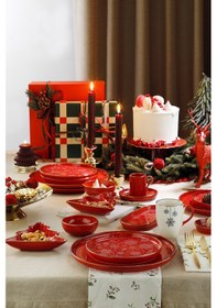 Resim Kütahya Porselen Holyday 4 Parça 27 Cm Servis Tabağı Altın - Kırmızı 